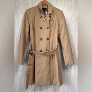 Womens tan double breasted trench coat
